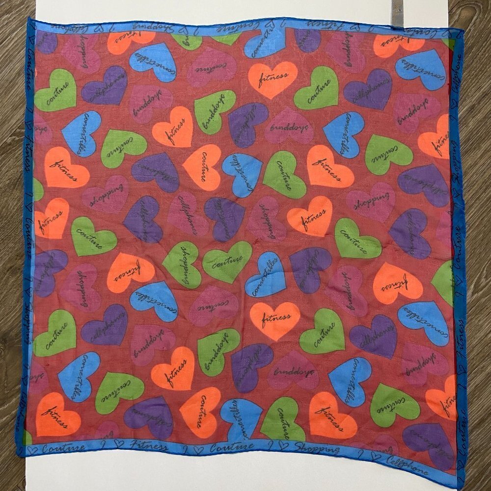 Elaine Gold Vintage Silk Square Scarf Hearts 22" x 22"